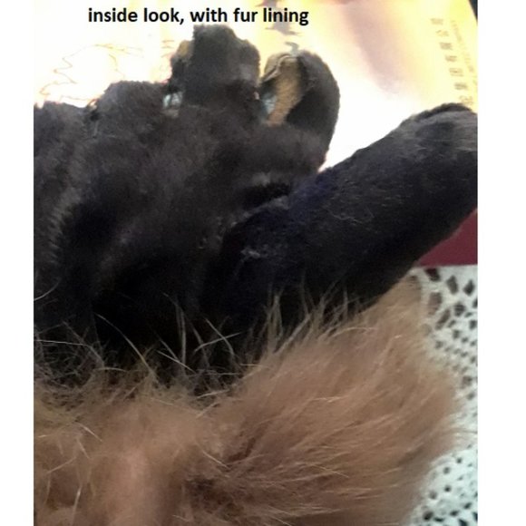 NWT High Quality Ladies Brown Leather with Fur Gloves - Picture 3 of 4